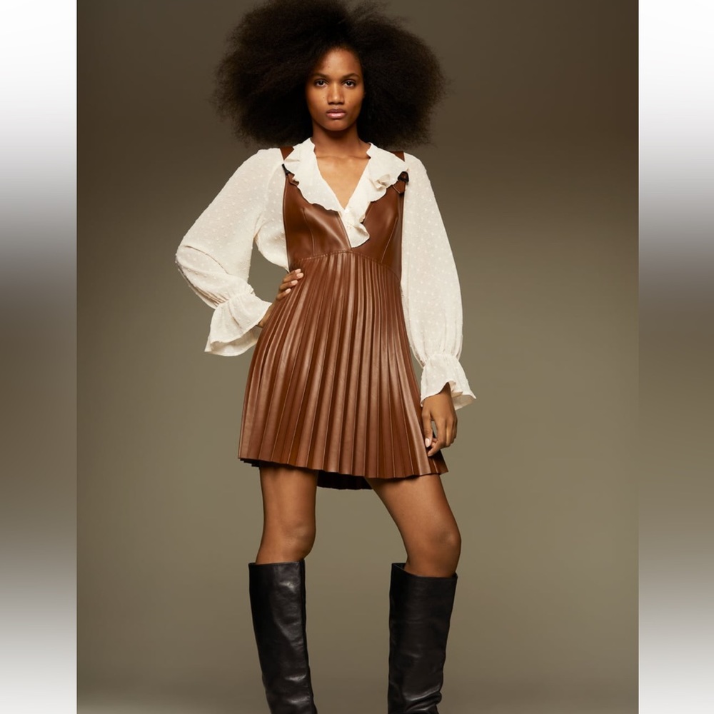 Zara faux leather dress and blouse combo. Worn once.